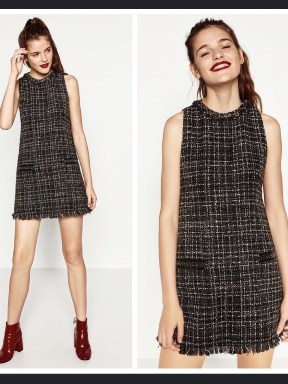 Zara A Line Tweed Chic Mod Sleeveless Dress